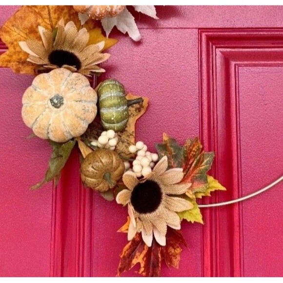 Pumpkin Fall Wreath ~ Autumn ~ Fall Wreath for Front Door ~ Thanksgiving Wreath - Picture 2 of 5
